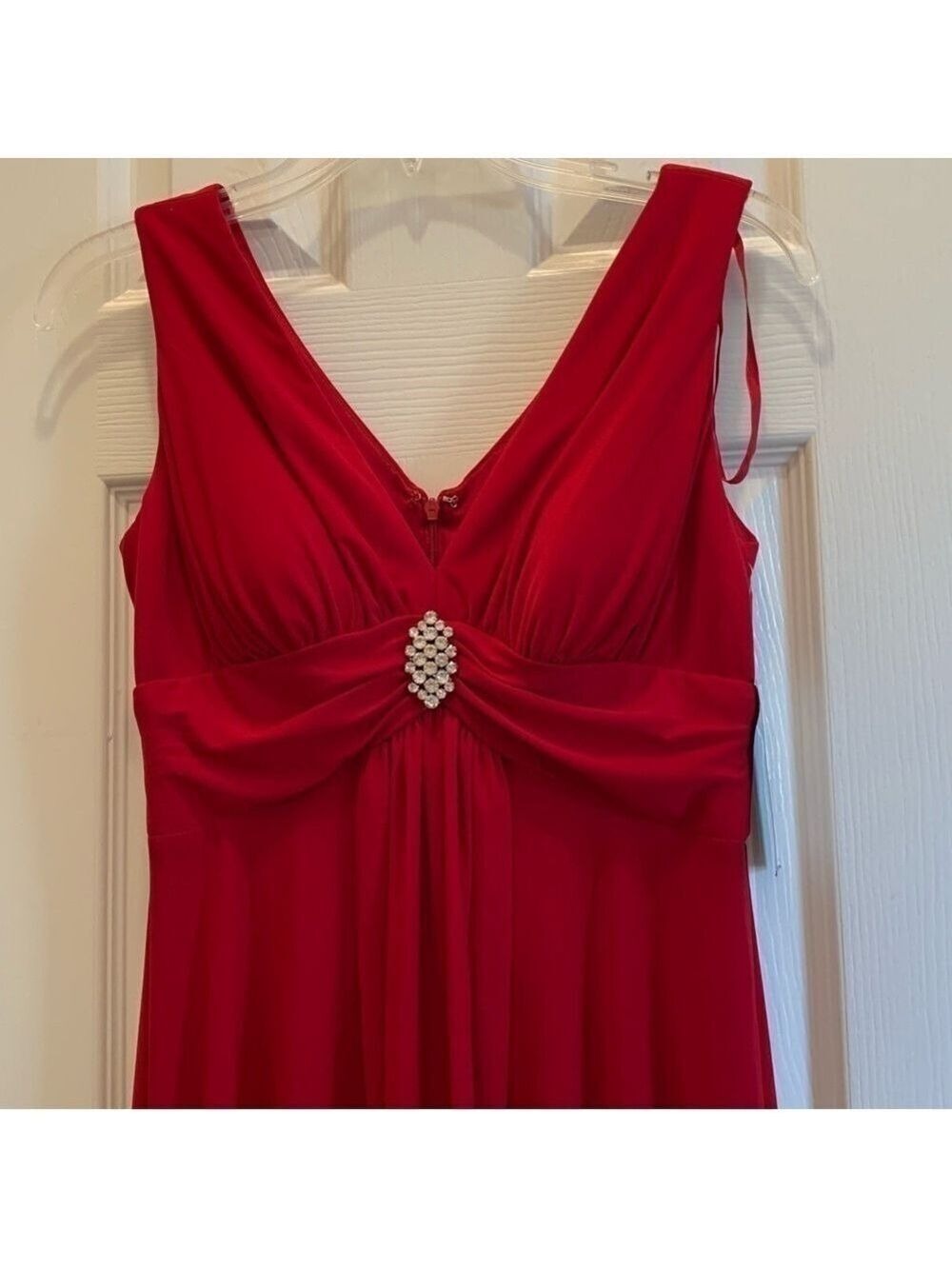 JESSICA HOWARD EVENINGS drape front rhinestone holiday evening party dress - Picture 10 of 15